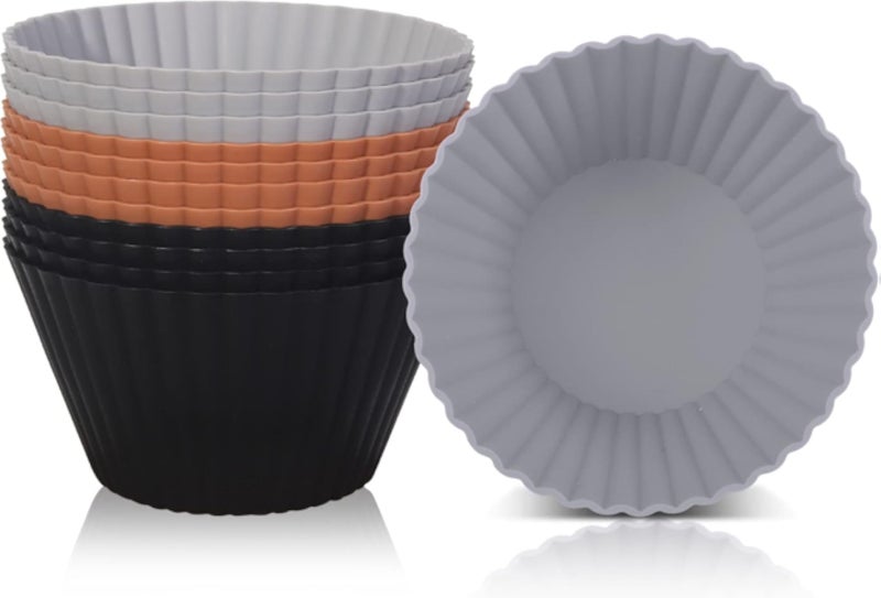 قوالب سيليكون جامبو 9.2 سم للكب كيك والمافن من سوبر كيتشن، قوالب كيك عملاقة قابلة لإعادة الاستخدام، أكواب خبز كبيرة غير لاصقة لصينية بودنغ يوركشاير، صينية كب كيك عميقة، صينية كعك، بطانات مقلاة هوائية، عبوة من 12 قطعة